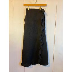 Jayden Ruffle Midi Wrap Skirt - Black