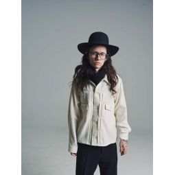 Wool Flannel Tracker Tuck Jacket - Ecru