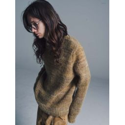 Mohair Wool Knitted Sweater - Mustard Stripe