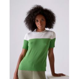 Momo Color Block Knit Top - Green