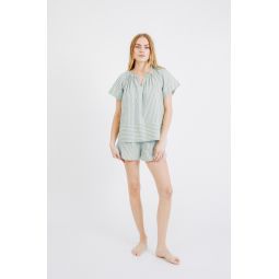 Pajama Short Set - Mint Stripe