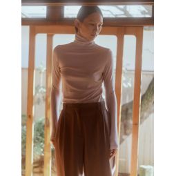 Roll Neck Jersey Top - Dusty Pink