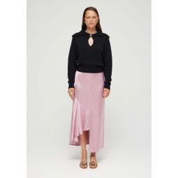 Asymmetric Satin Skirt - Rose
