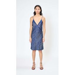 Crepe Satin Mini Dress - Blue