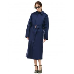 Navy Blue Cotton Mackintosh Coat
