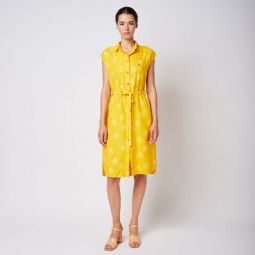 Womens Bloom Sleeveless Shirt Dress - Yellow