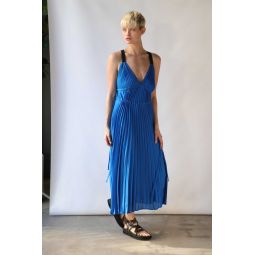 White Label Broomstick Pleated Tank Dress - Cerulean