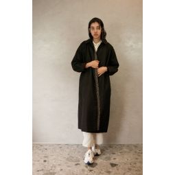 Quilting Raglan Coat - Black/Gold Embroidery