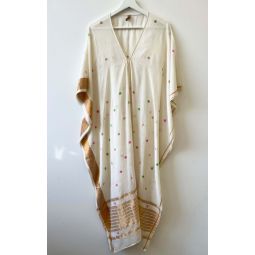 dot embroidery Caftan - white