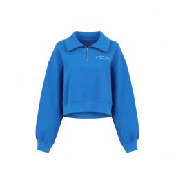 The Sports Club Quarter Zip Up - Blue Flame/White