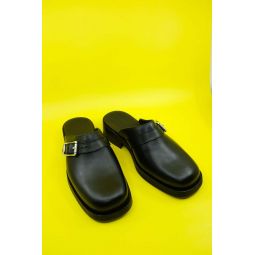 Leather Camion Mule - Black
