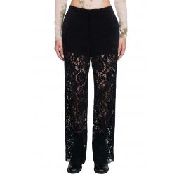 Velvet and Lace Trousers - Black