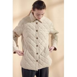 Quilted Button Down Shirts Jacket - Oatmeal