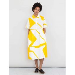 Folk Loom Dress - Border Print Yellow