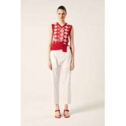 Argyle sleeveless jumper - Red/White