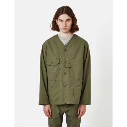 Cotton Ripstop Cardigan Jacket - Olive Green