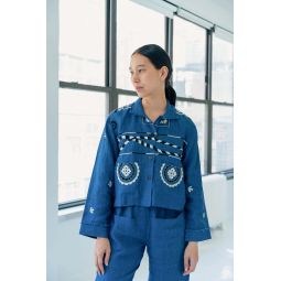 Gwen Embroidered Jacket - Indigo