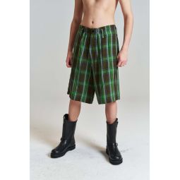 Multi Linen Highland Shorts - Green