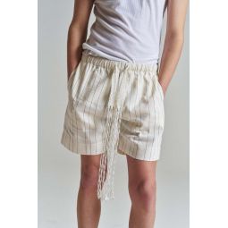 Linen Cassette Shorts - Ivory Stripe