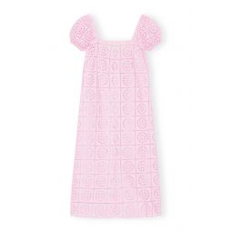 Broderie Anglaise Midi Dress - Tulle Pink