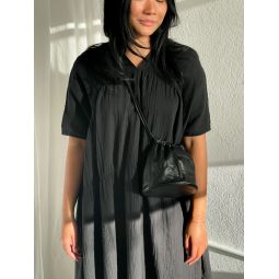 Lihue Crinkled Cotton Dress - Black