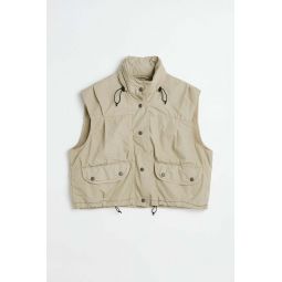 CROPPED EXHALE PUFFA VEST - METALLIC SAND