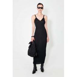 Knitted Singlet Dress - Super Black Performance Poly