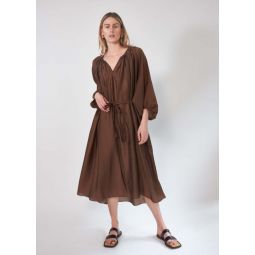 VNeck Belted Dress - Brown