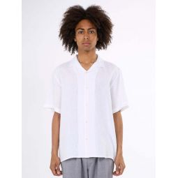 Box fit short sleeved linen shirt - Bright white