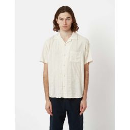 Striped Seersucker Short Sleeve Shirt - White