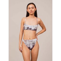 Distorted Sequin Scoopneck Bikini - Grey