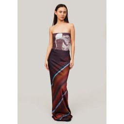 Surreal Stripe Silky Maxi Skirt - Prints