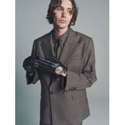 Wool Double Breasted Blazer - Beige/Brown Check