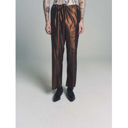 Coated Silk Trousers - Copper