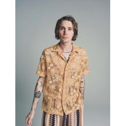 Mesh Poly Woven Duane Shirt - Ochre/Floral