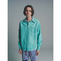 Pigment Dyed Pearl Snap Shirt - Turquoise