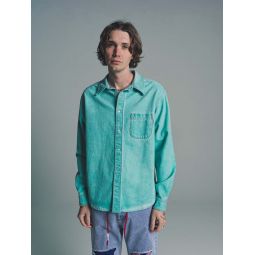 Pigment Dyed Pearl Snap Shirt - Turquoise