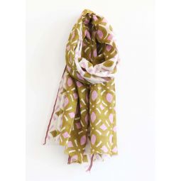 Henna Small Motif Scarf - Olive