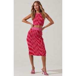 Alana Knit Midi Skirt - Pink/Red