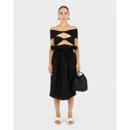 Petal Drawstring Skirt - Black