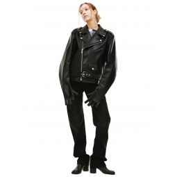Glove Sleeve Riders Leather Jacket - Black