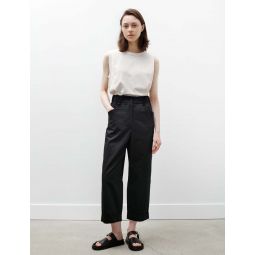 Relaxed Crop Trousers Cotton Linen Twill - Black