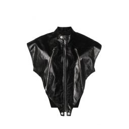 Sleeveless Leather Jacket - Black