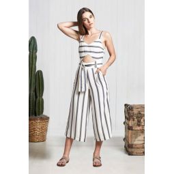 Liliana Jumpsuit - White/Grey Stripe