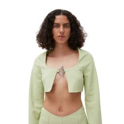 Cropped Blouse - Lily Green Stretch Suiting