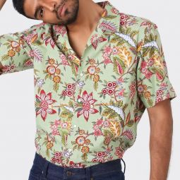 Lamar Short Sleeve Shirt - Green Pastel Floral