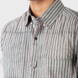 Henry Short Sleeve Shirt - Green Grey Stripe