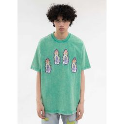 Richgainer Embroidery Patchwork T-shirt - Green