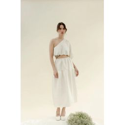Fancy Field Crinkle Crepe Skirt - White