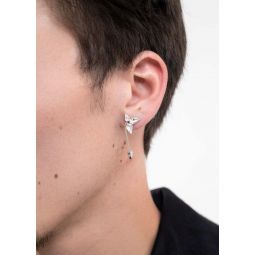 Rhinestone Wing/ Chain Earring - Silver